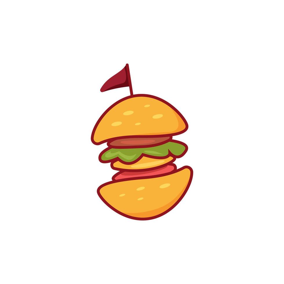 Simple Burger logo. Delicious happy fun food sandwich restaurant burger symbol icon illustration vector