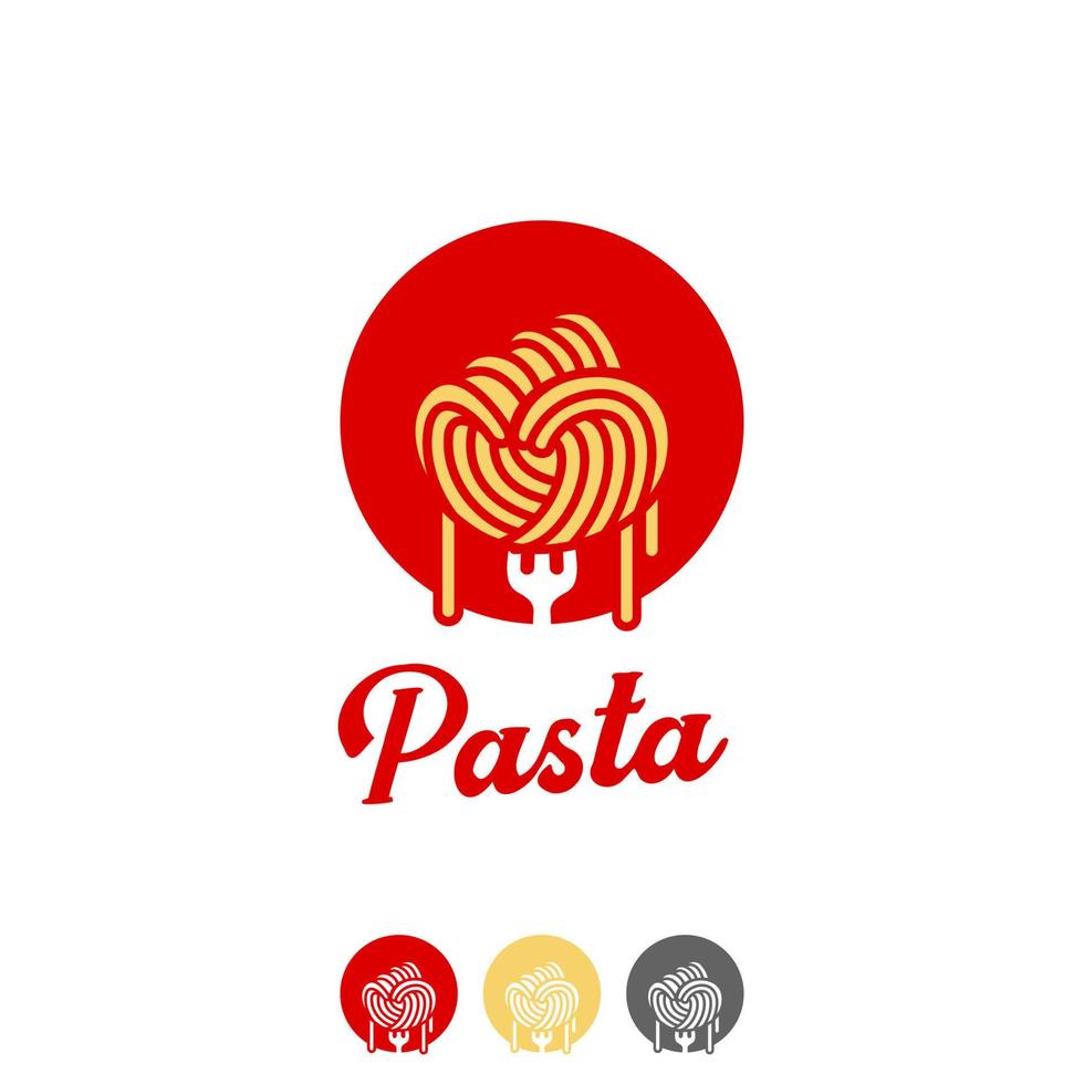 Spaghetti fist pasta ramen noodle logo in hand punch fist shape icon symbol of freedom power fighter spirit vector