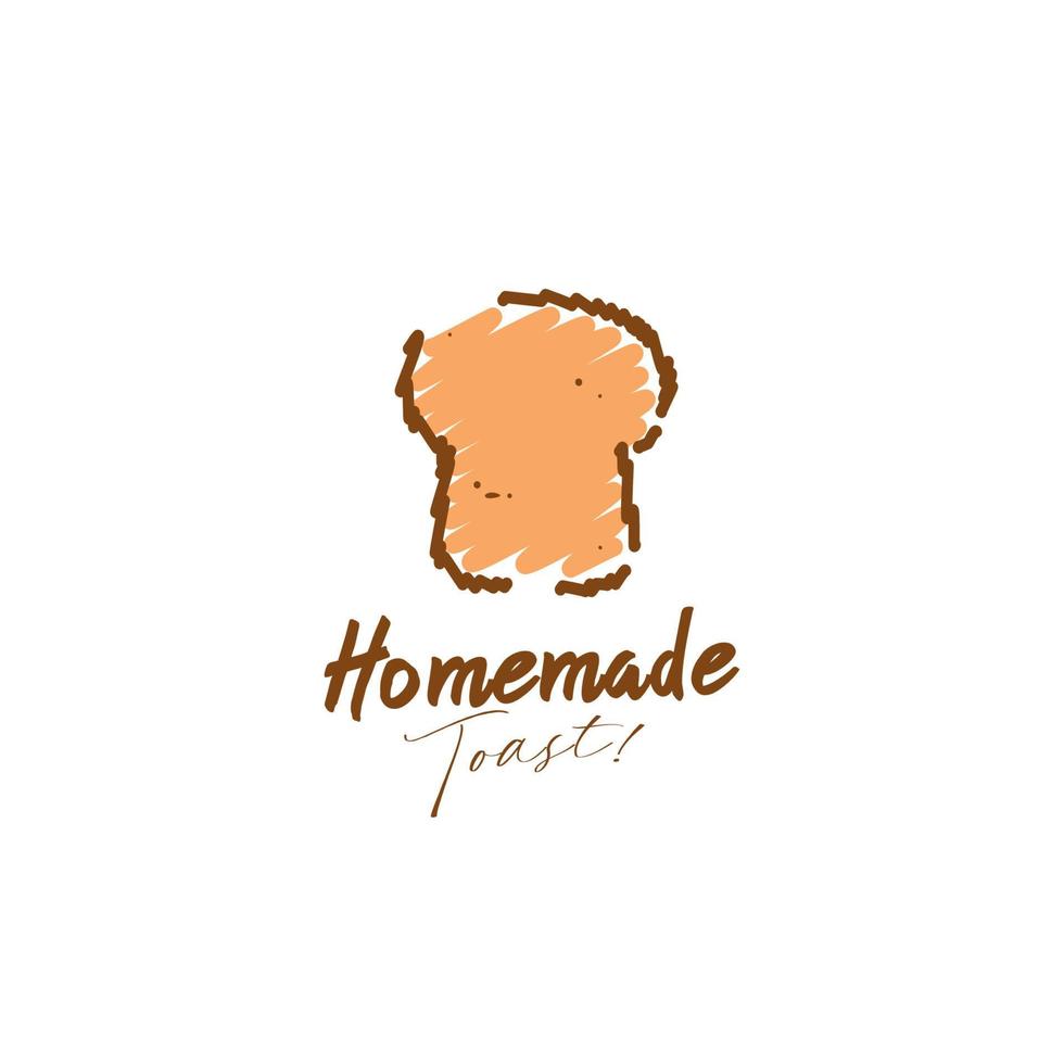 logotipo de pan tostado de panadería casera en símbolo de icono de ilustración de estilo garabato garabato vector