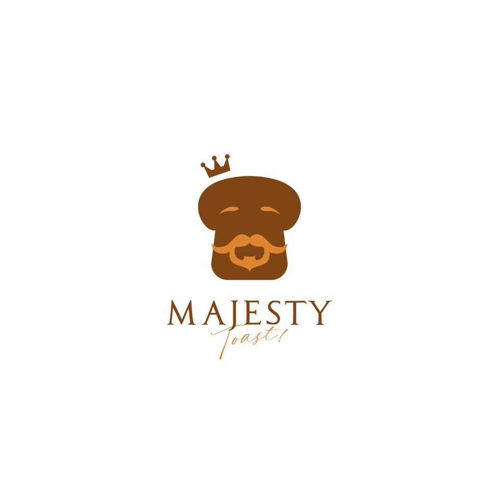 King majesty toast bread bakery logo icon symbol with bearded old wise king bread illustration mascot vector