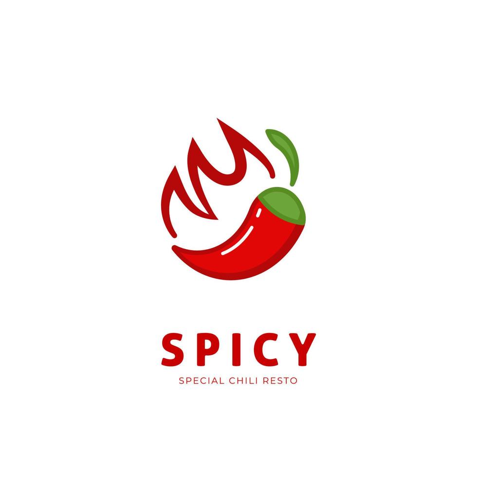 Spicy chili logo with fire symbol icon illustration resto restaurant vector