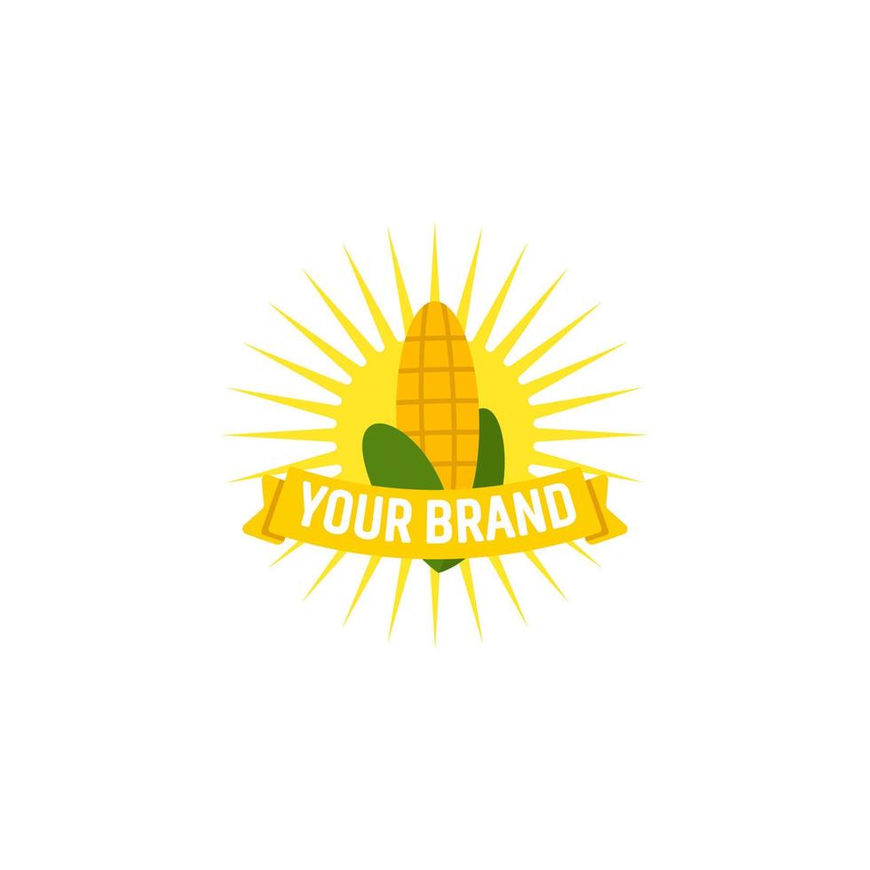 Shining sunrise sun corn logo icon badge symbol vector