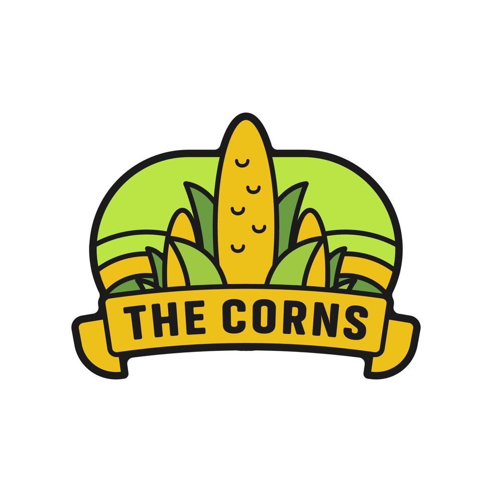 Corn farm field logo icon emblem badge illustration vector