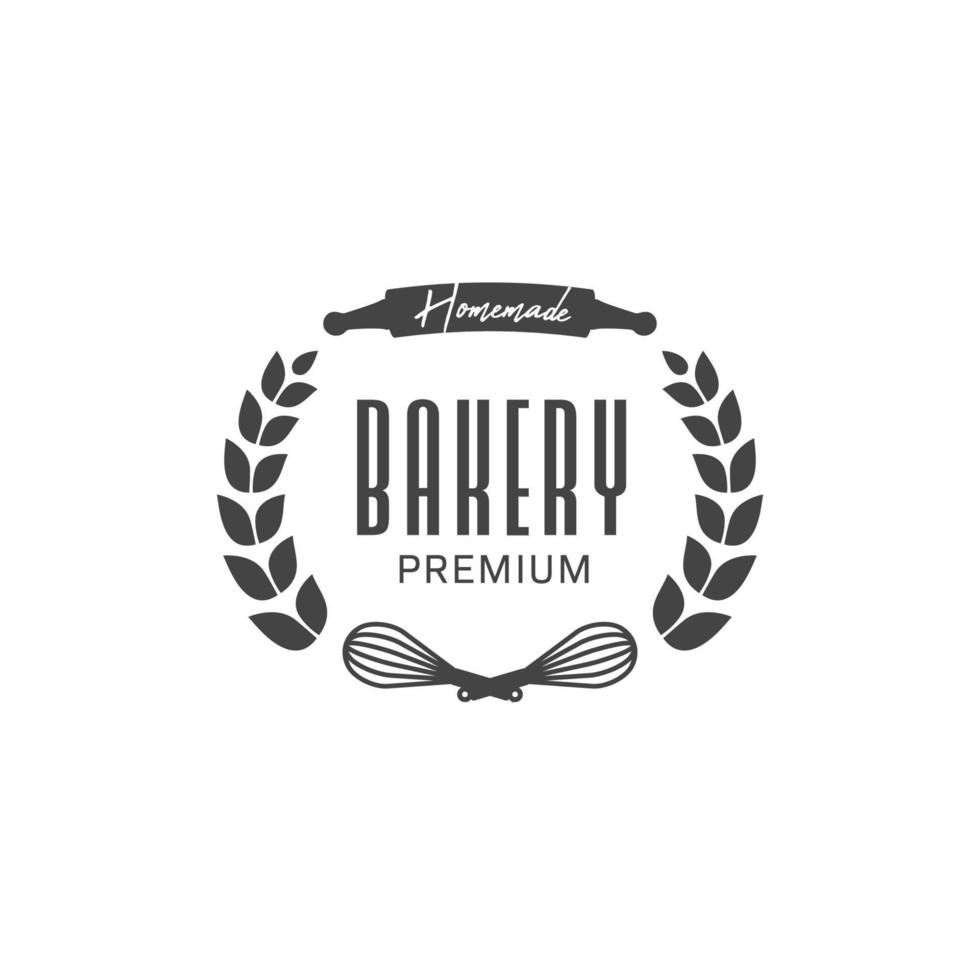 Homemade premium bakery logo badge symbol with wheat wreath element vector