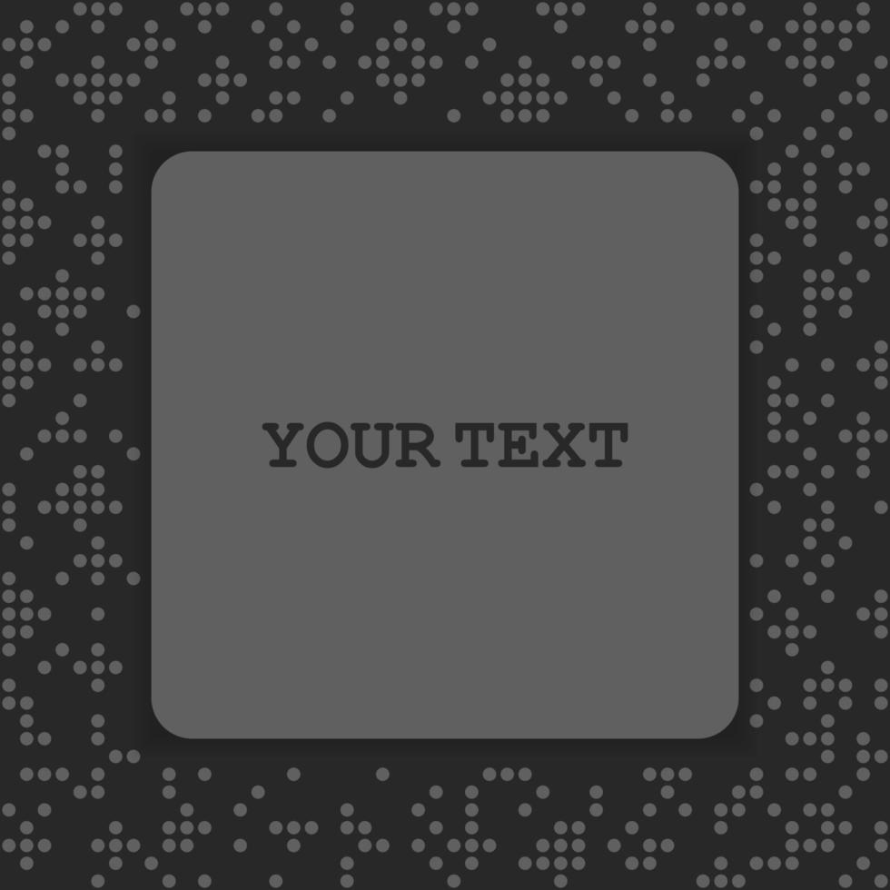 Digital seamless round dotted black noise pattern with frame place for text copy space vector