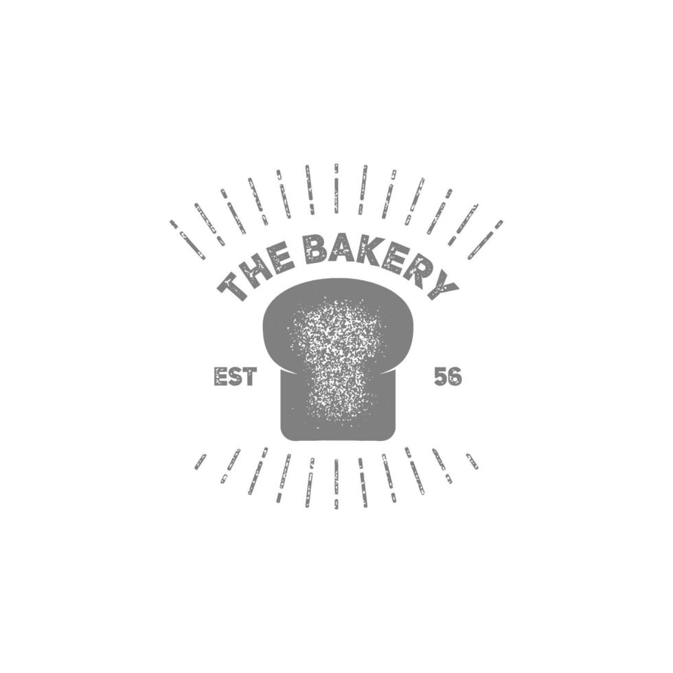 Vintage bakery logo symbol with sun burst stamp grain texture style vector