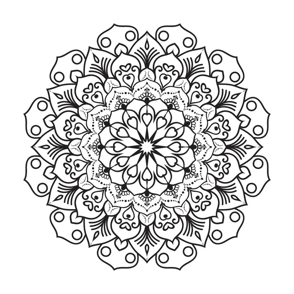 Round mandala design for coloring page and decoration vector