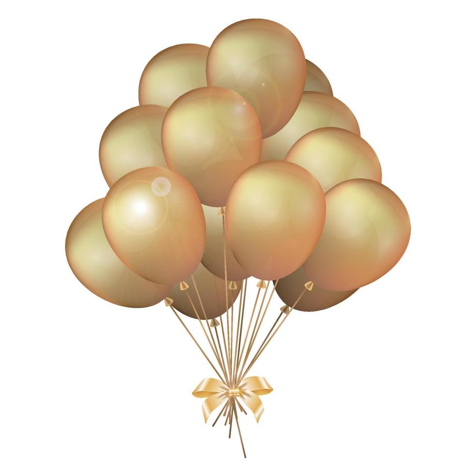 cadena de globos dorados atados con lazos vector