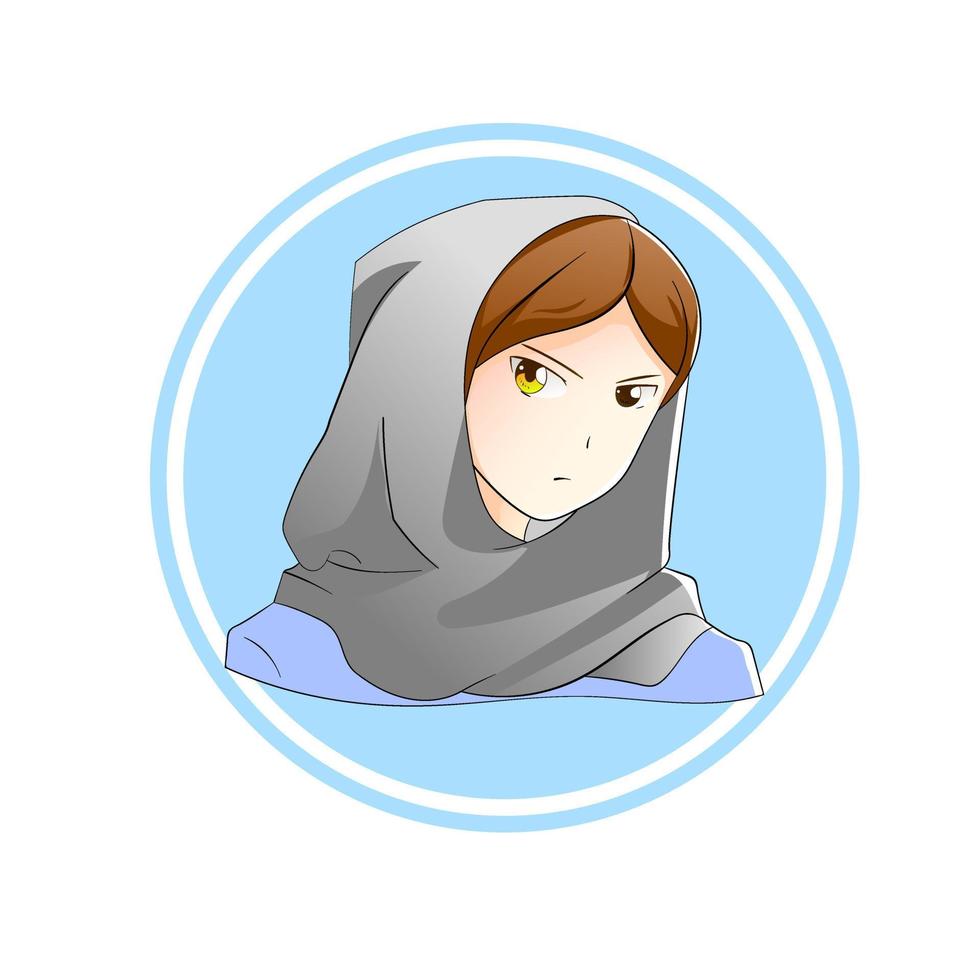 Premium vector l image of a cute woman hijab anime character being