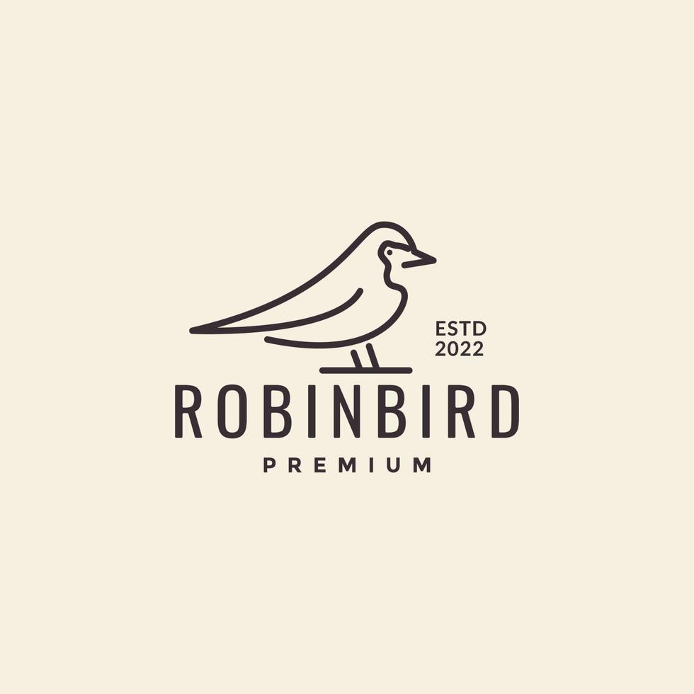 diseño de logotipo de hipster de pájaro americano robin vector