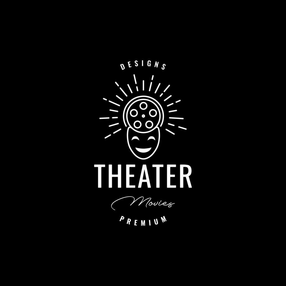 mask theater smile movie logo design vector