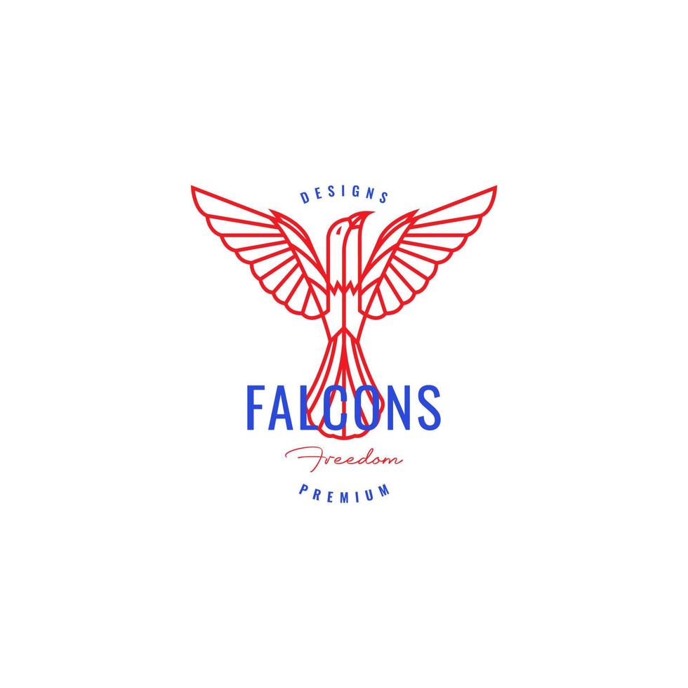 colored hipster bird falcon logo design vector