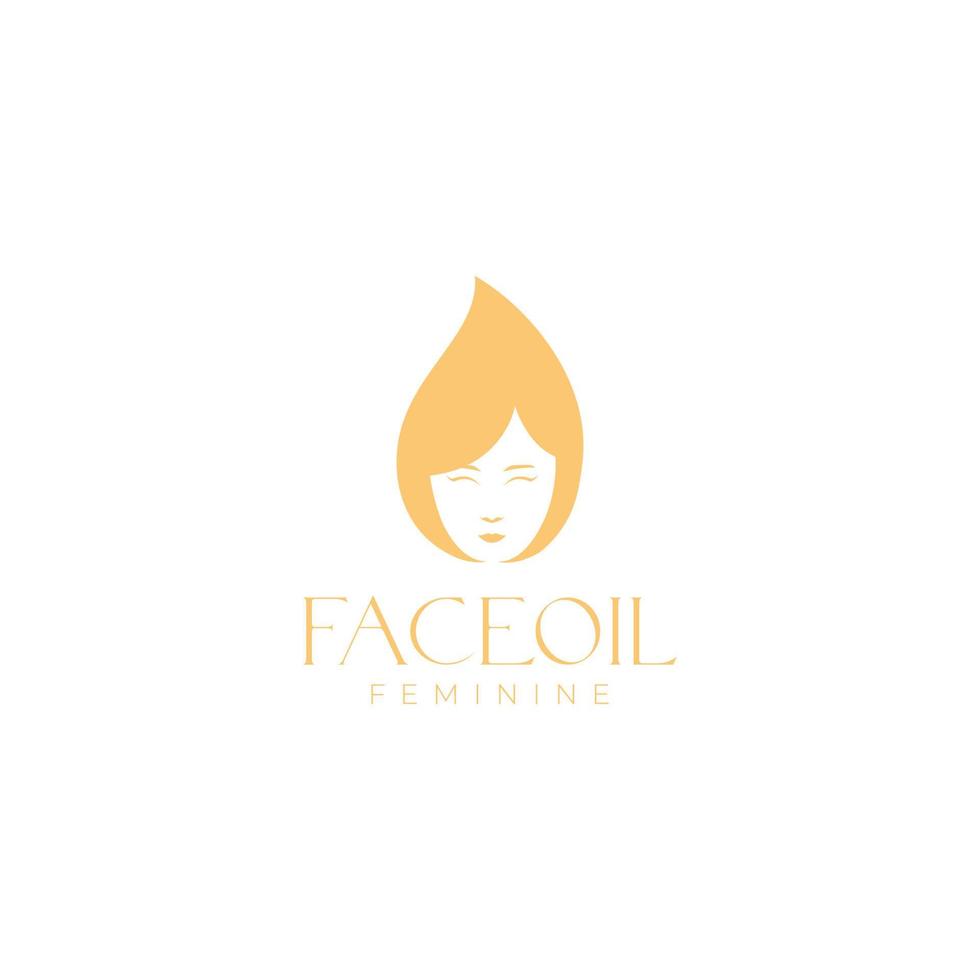 drop oil with face woman logo design vector