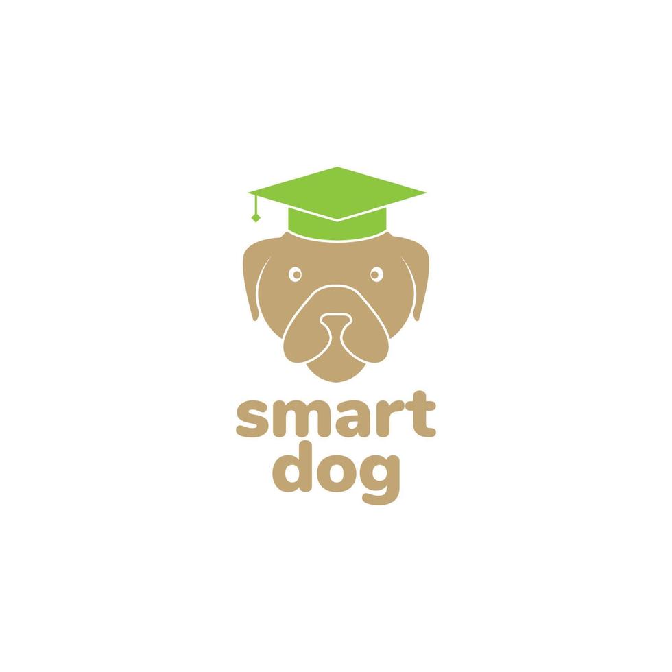 perro con diseño de logotipo de sombrero de graduación vector