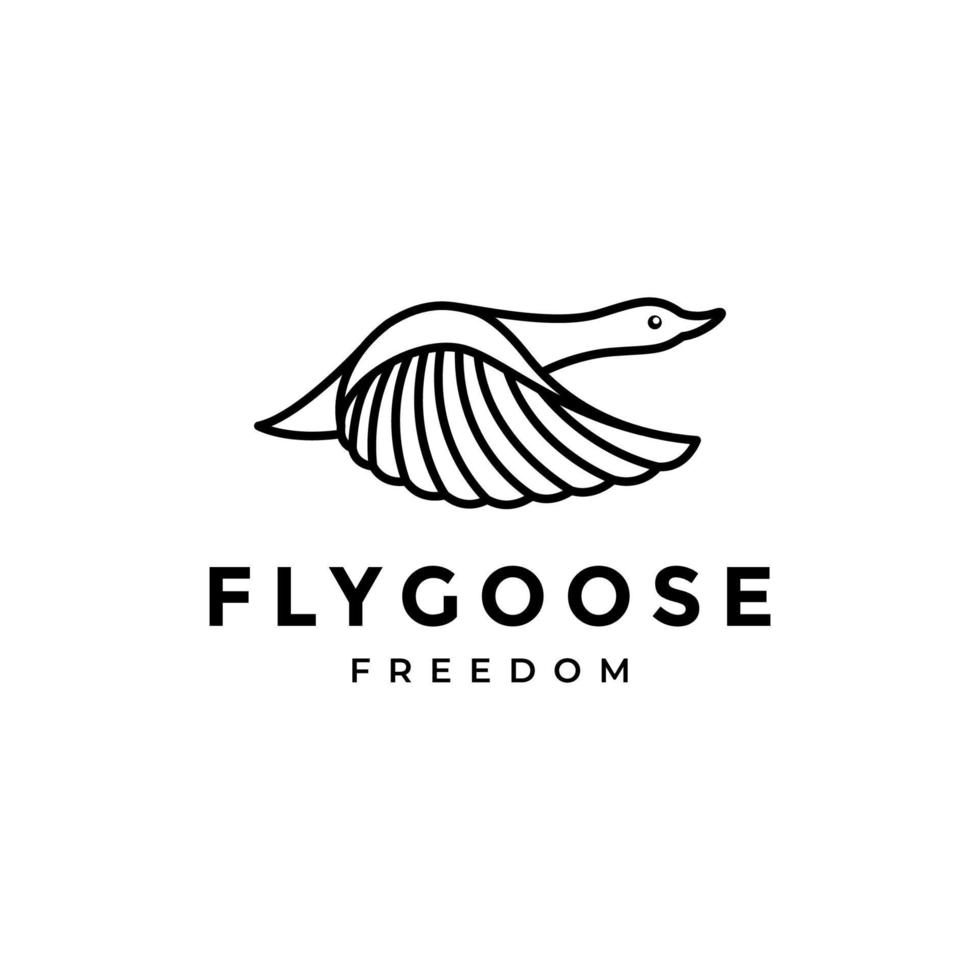 modern line fly goose swan logo design vector
