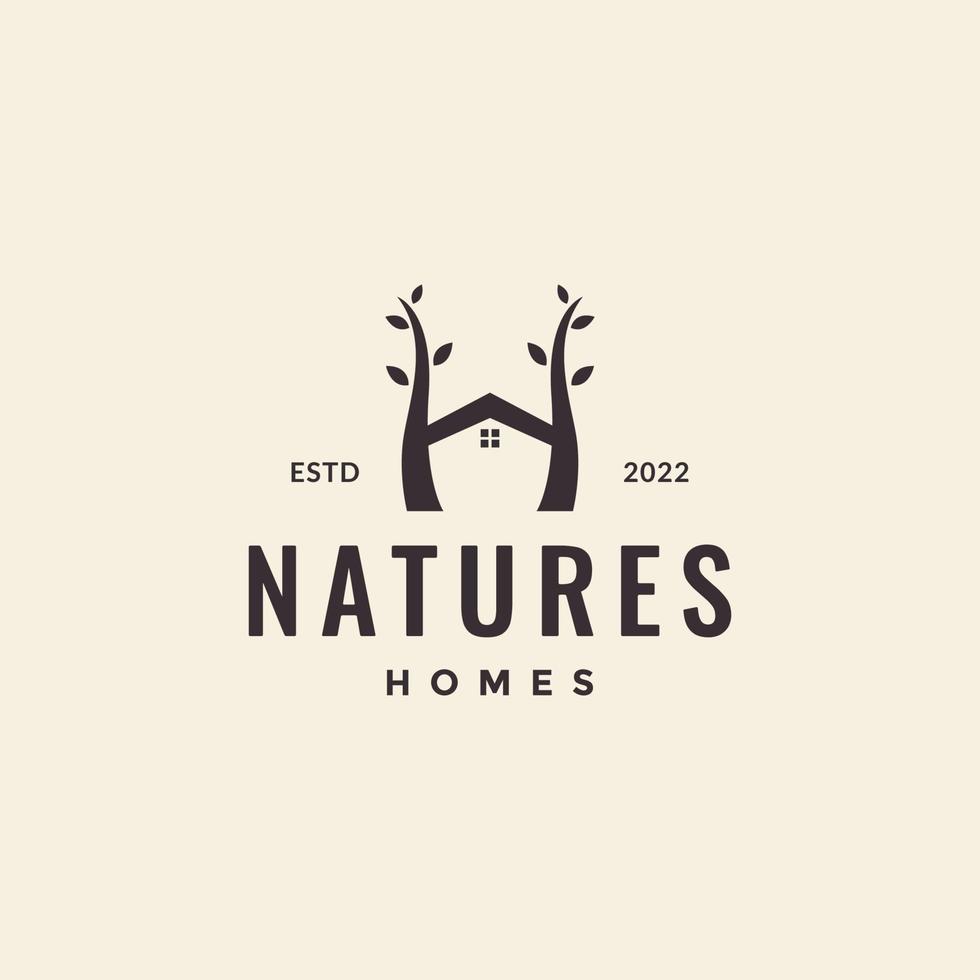 letter H with trees home logo vector