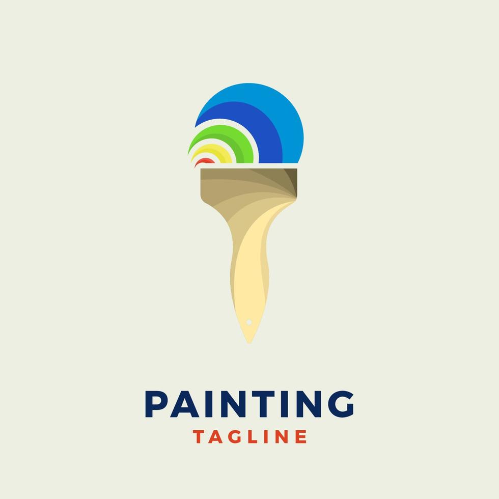 pincel y pintura a todo color con un estilo de diseño minimalista. concepto creativo de diseño de pintura vector