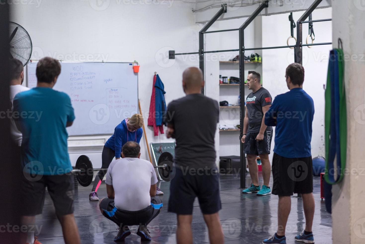 Fitness class in gym photo
