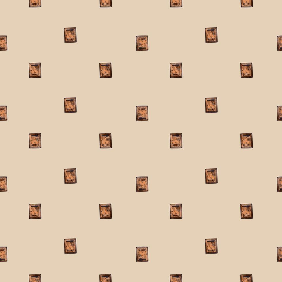 Mailbox engraved seamless pattern. Vintage letterbox in hand drawn style. vector