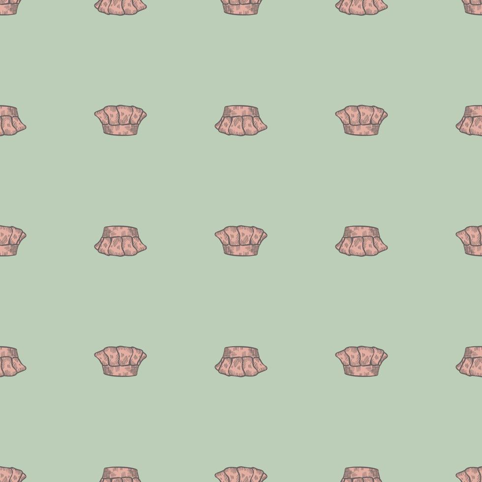 High chef hat engraved seamless pattern. Kitchen traditional element in hand drawn style. vector
