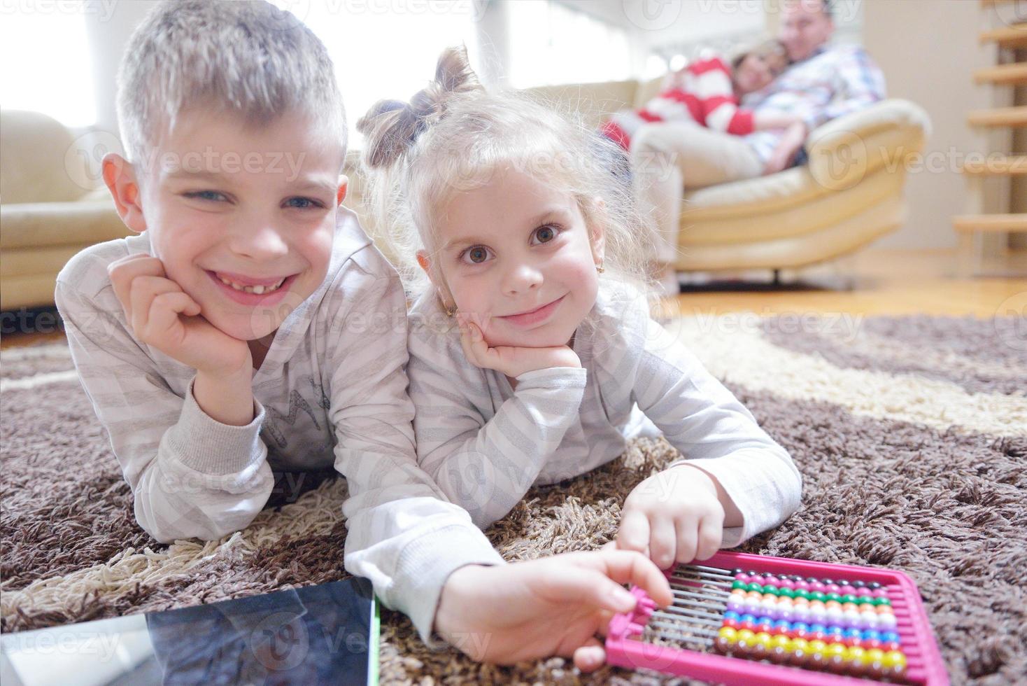 happy young family at home photo
