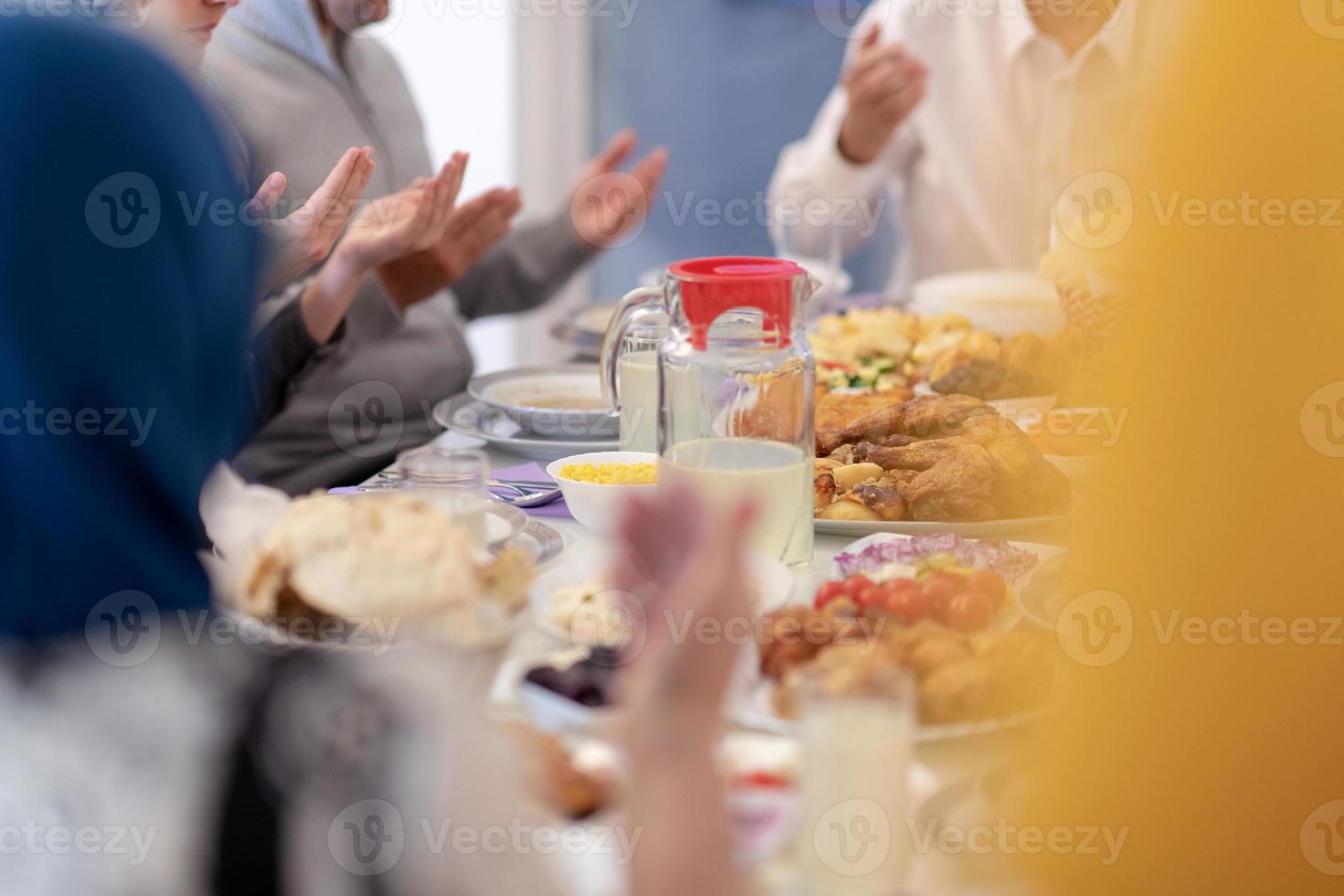 modern muslim family having a Ramadan feast photo