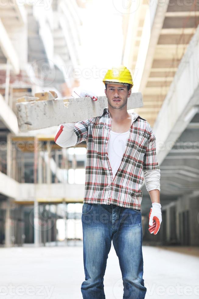 hard worker on construction site photo