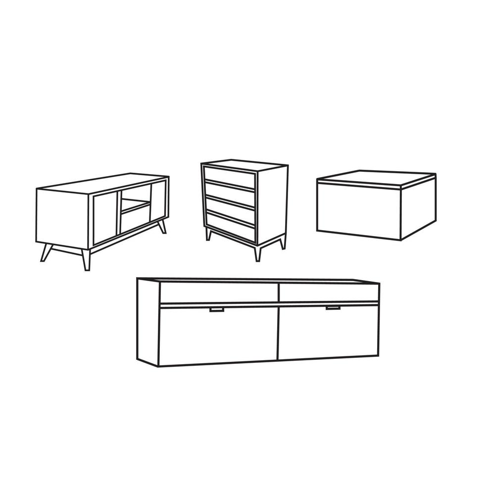 Three different shapes cupboard or organizer furniture. vector illustration