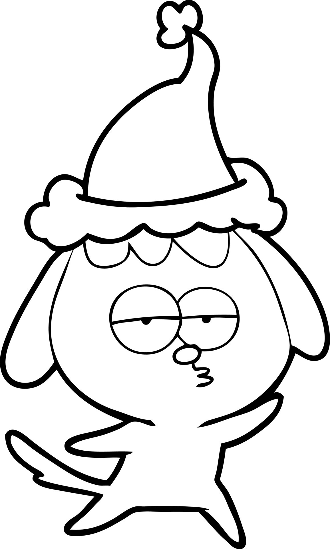 line drawing of a bored dog wearing santa hat 11295919 Vector Art at