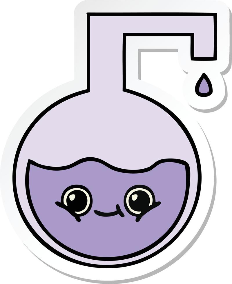 sticker of a cute cartoon science experiment vector