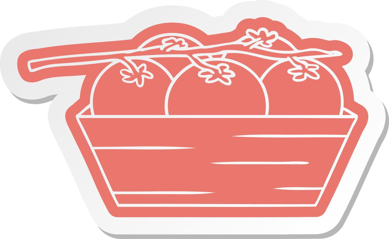 cartoon sticker of a box of tomatoes vector