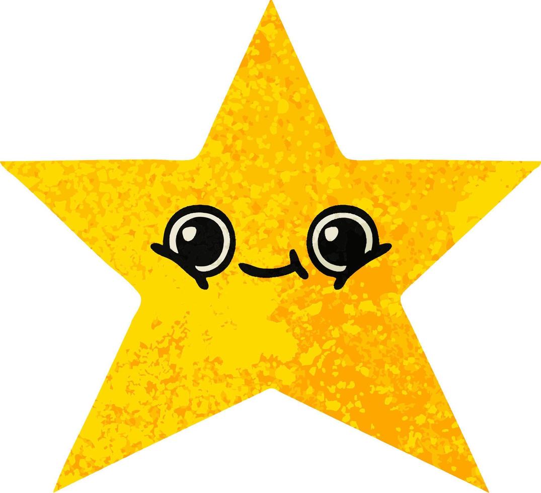 retro illustration style cartoon gold star vector