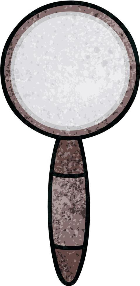 retro grunge texture cartoon magnifying glass vector