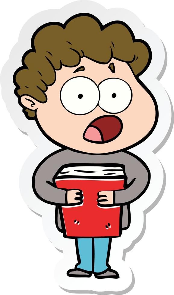 sticker of a cartoon man gasping in surprise vector