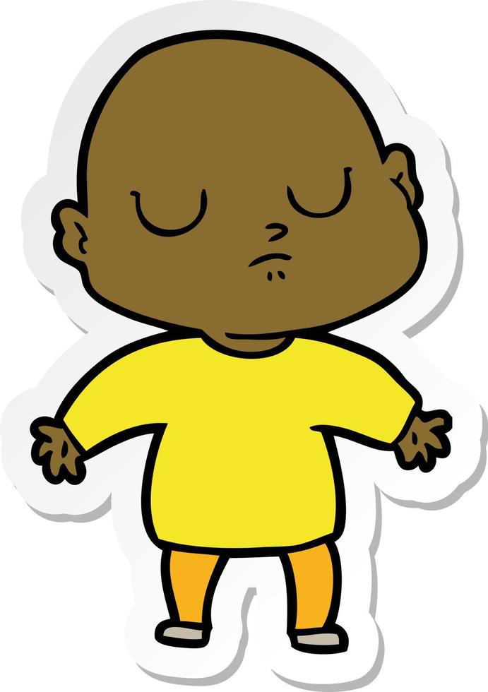 sticker of a cartoon bald man vector