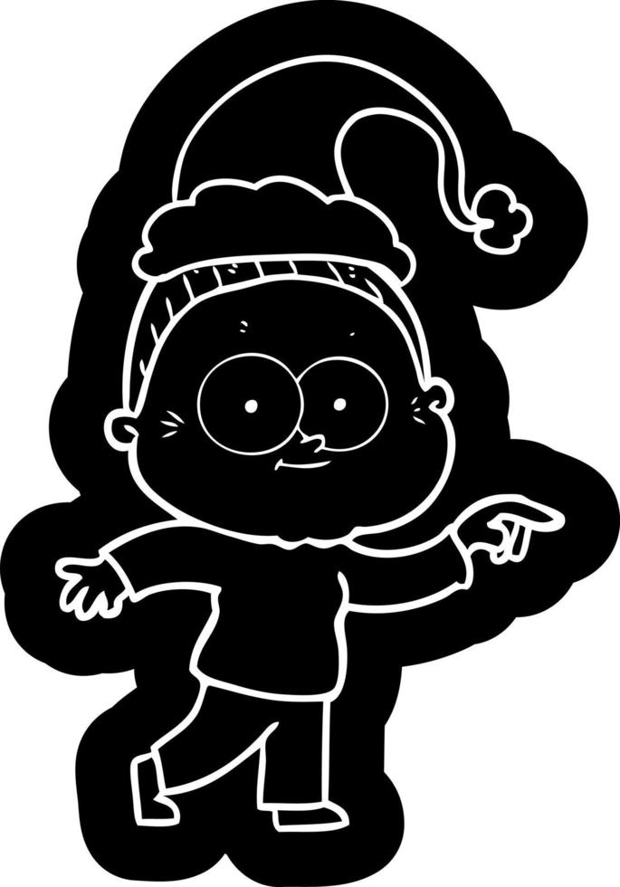 cartoon icon of a happy old woman wearing santa hat vector