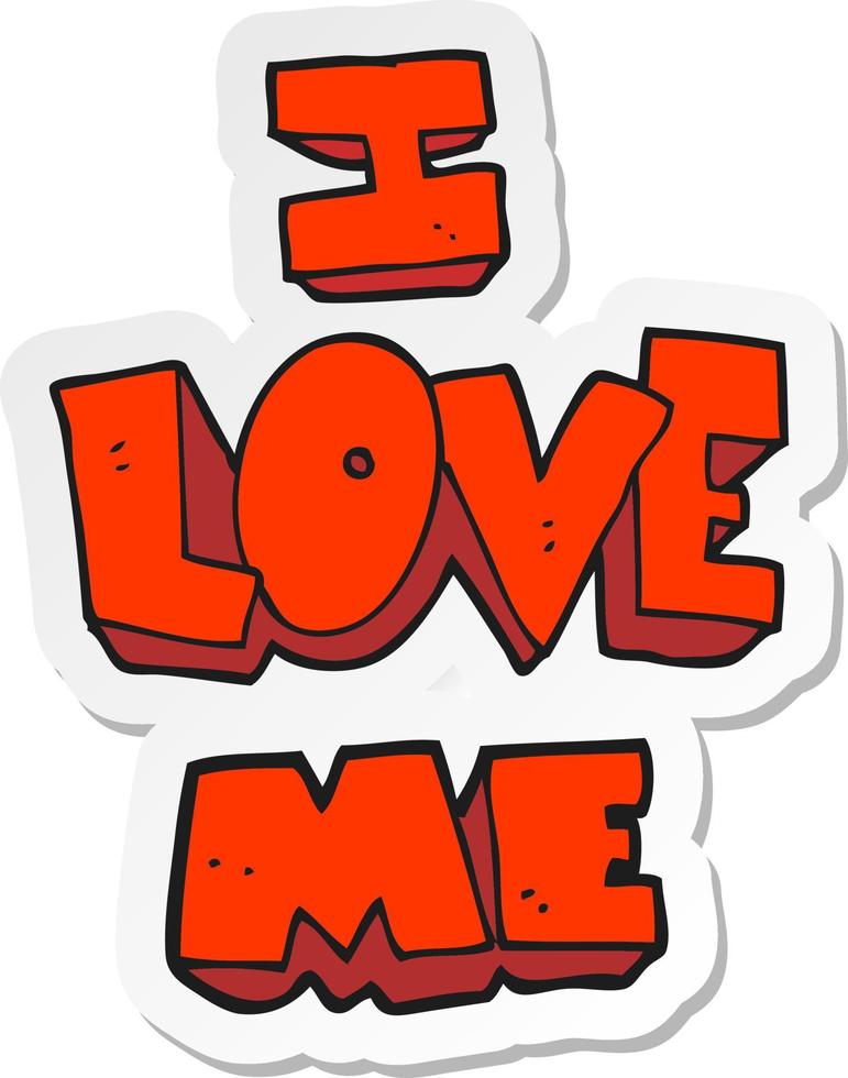 sticker of a i love me cartoon symbol vector