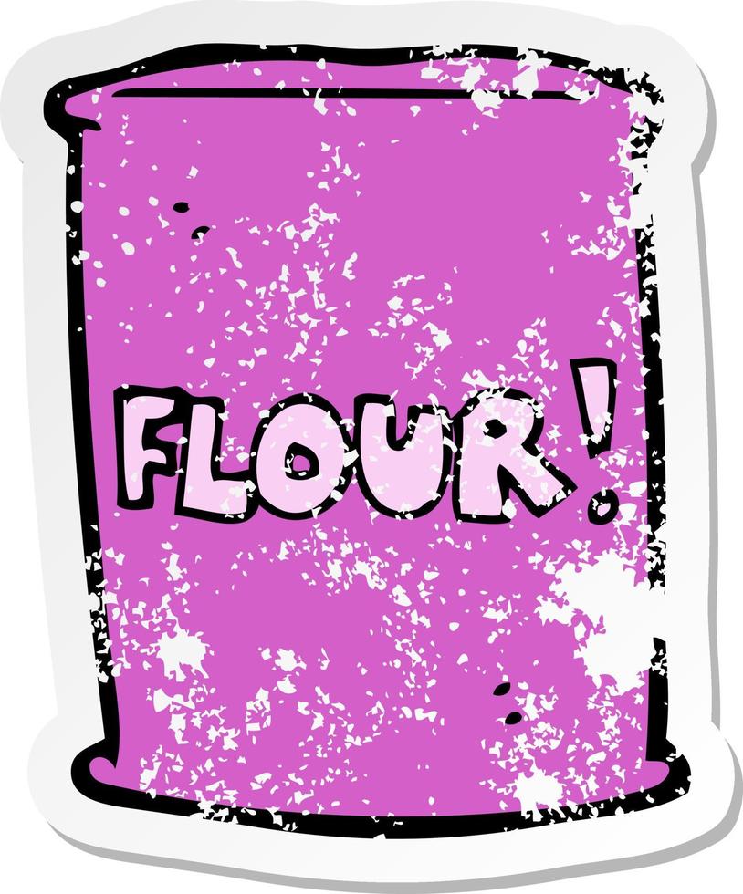 retro distressed sticker of a cartoon bag of flour vector