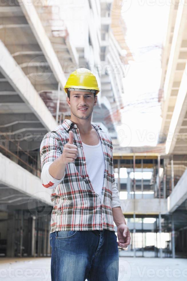 hard worker on construction site photo