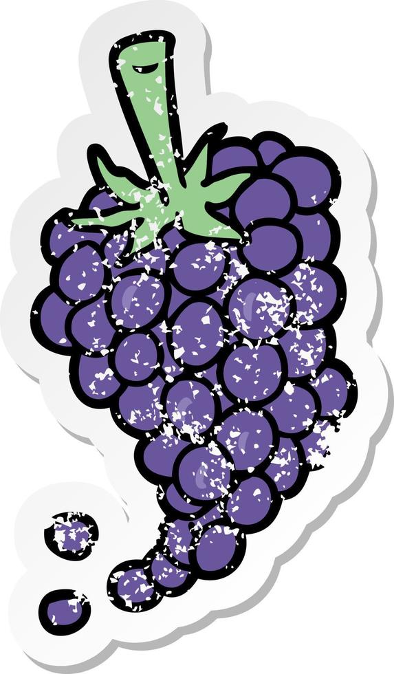 distressed sticker of a cartoon grapes vector