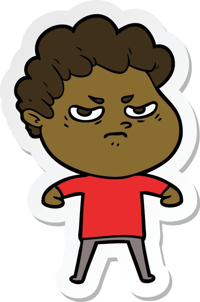 sticker of a cartoon angry man vector