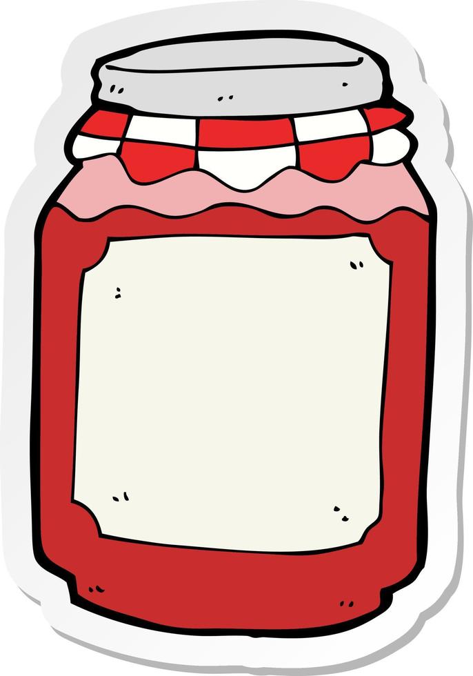 sticker of a cartoon jar of jam vector