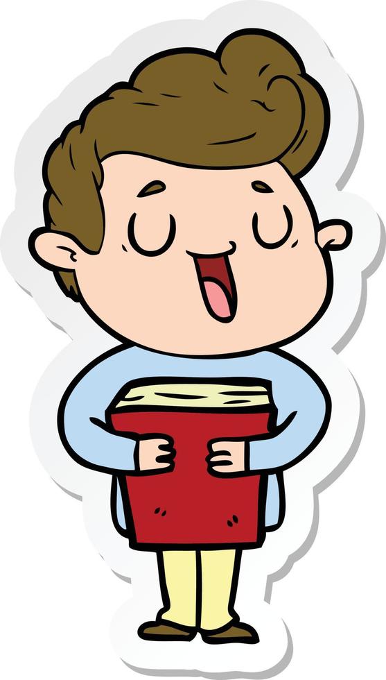 sticker of a happy cartoon man vector