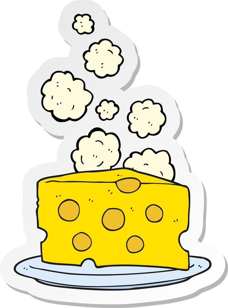 sticker of a cartoon cheese vector