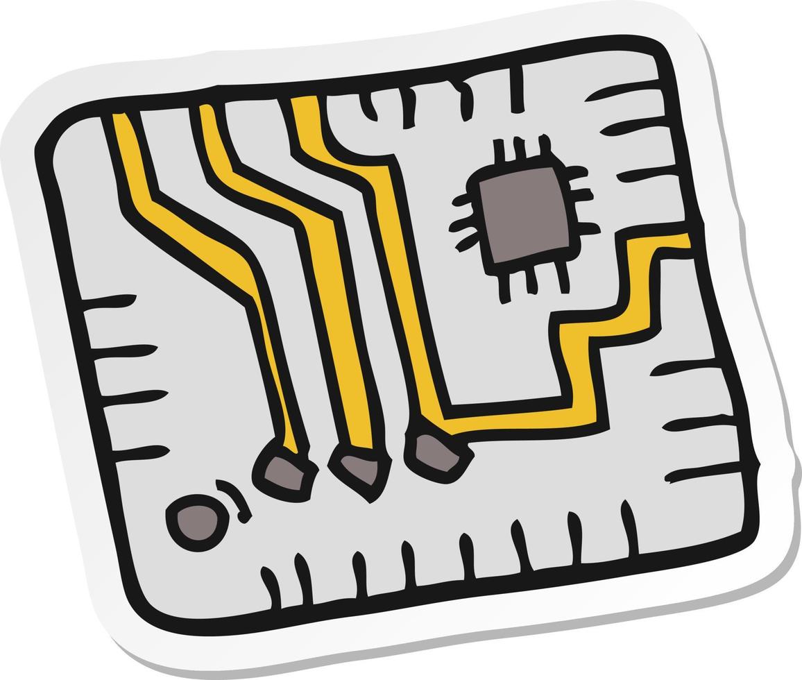 sticker of a cartoon computer circuitboard vector