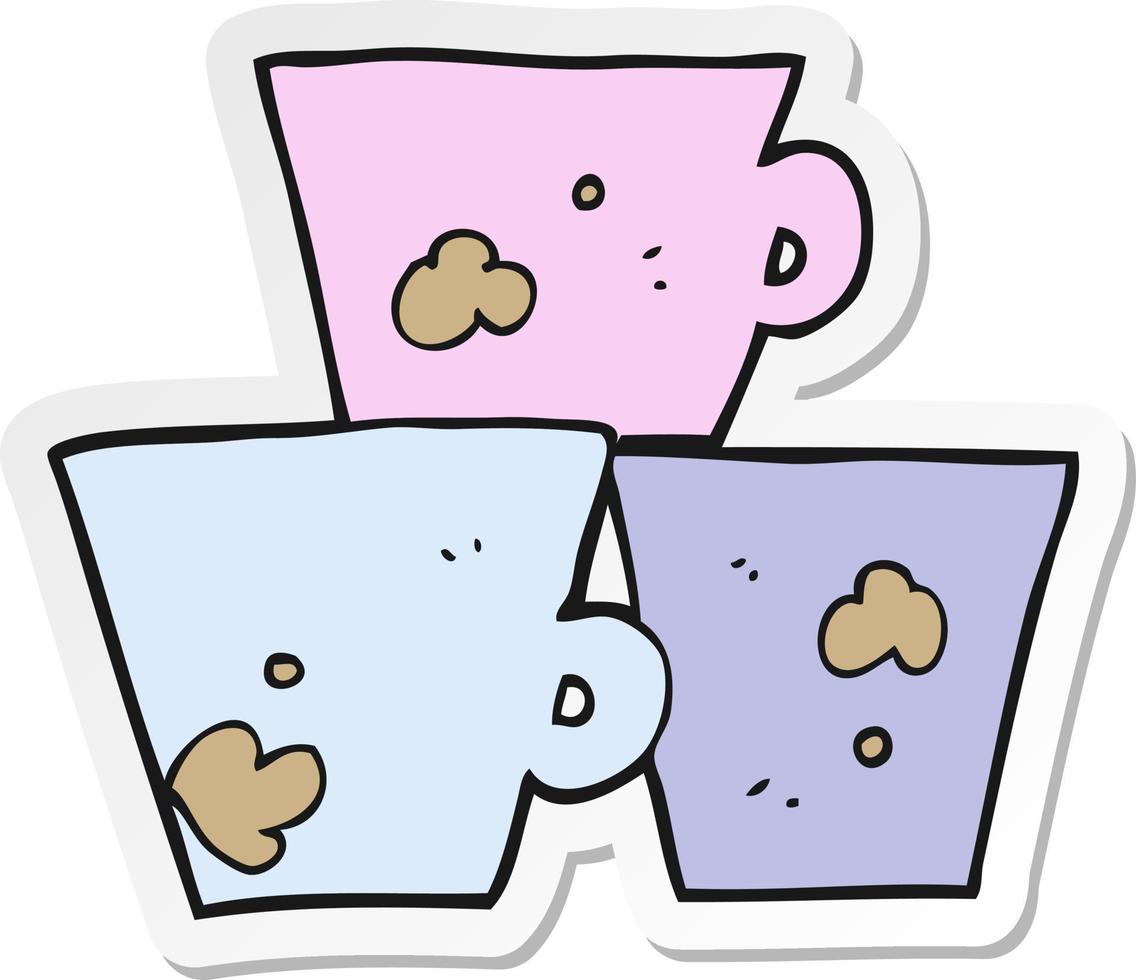 sticker of a cartoon stack of coffee cups vector