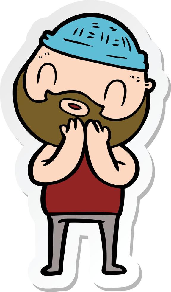 sticker of a cartoon bearded man vector