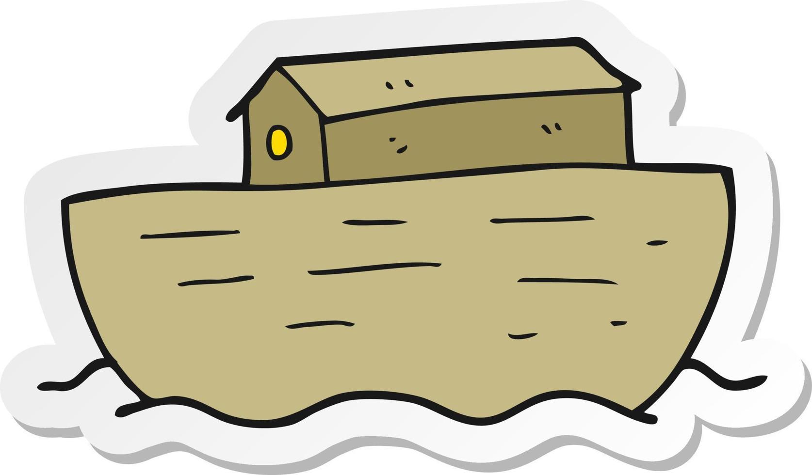 sticker of a cartoon noahs ark vector