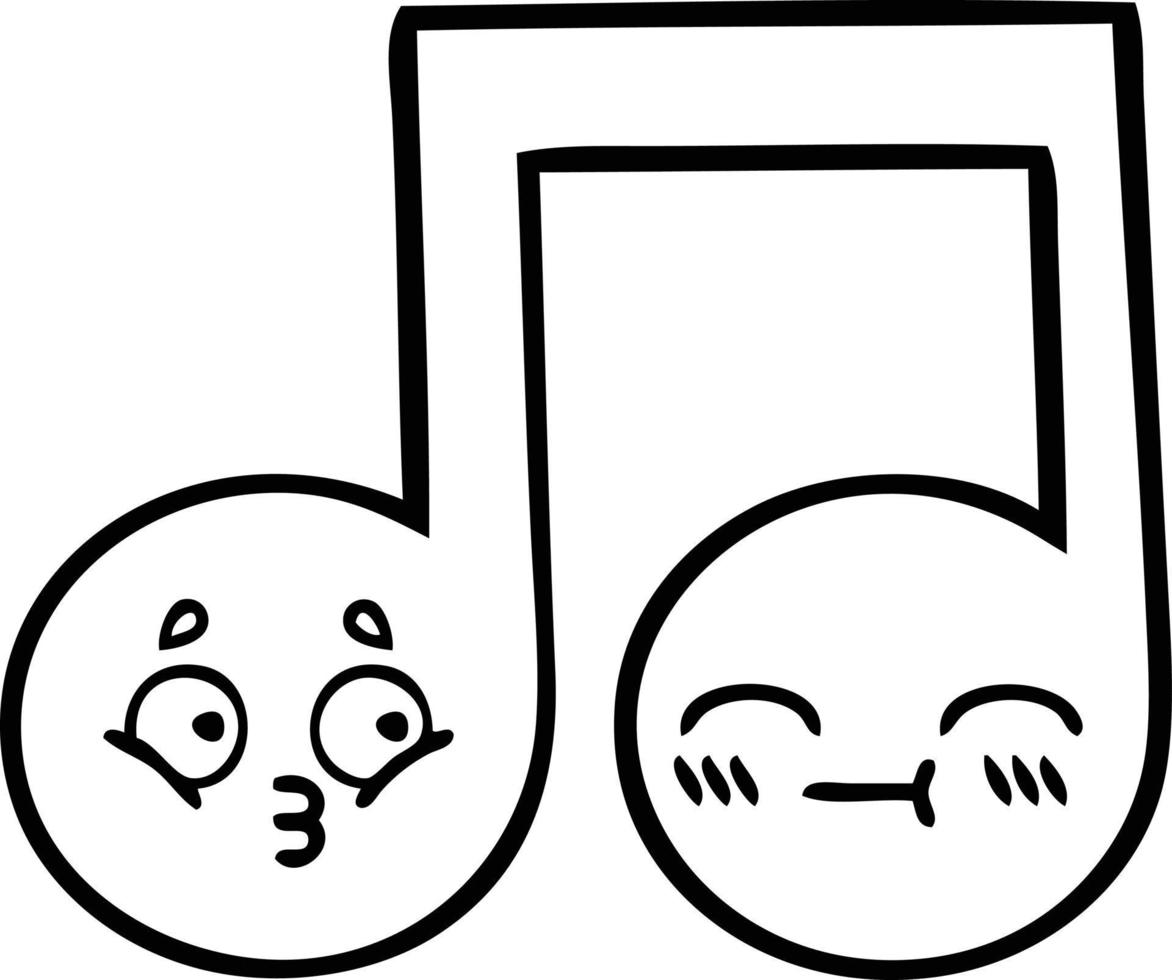 line drawing cartoon musical note vector