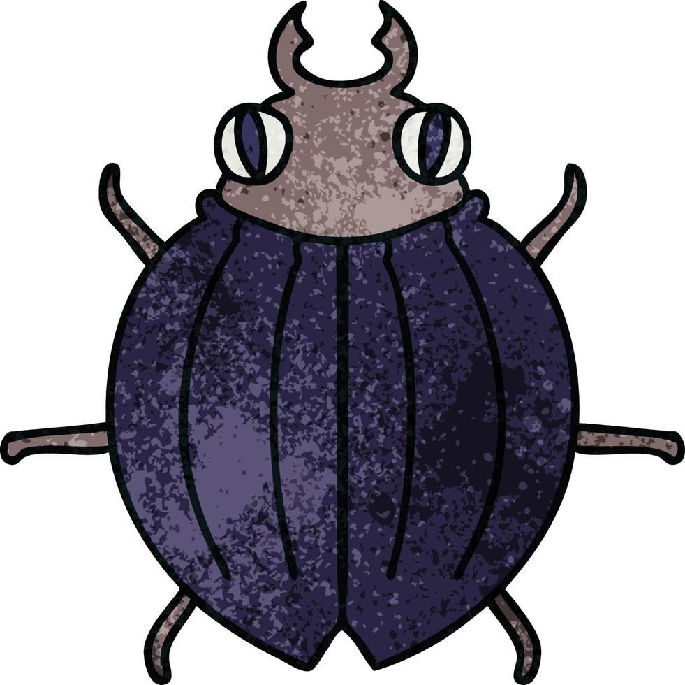 quirky hand drawn cartoon beetle vector